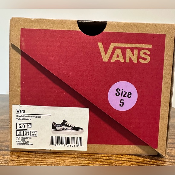Vans Little/Big Girls Moody Floral Purple/Black Sneakers NWT Various Sizes - Picture 2 of 7